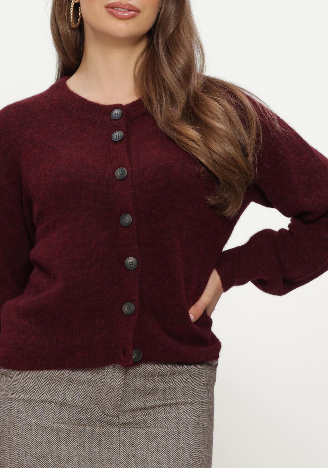 Bordeaux Y.A.S. Strickjacke YASJOHI LS WOOL BLEND CARDIGAN - large