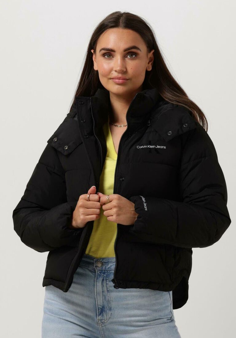 schwarze calvin klein wattierte jack monologo mw nd short puffer