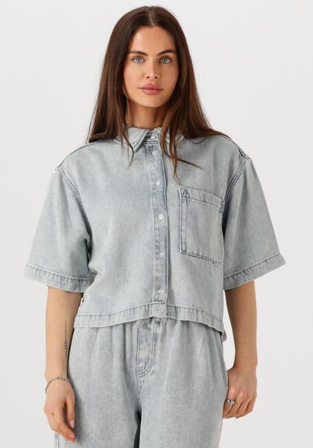 Blaue CATWALK JUNKIE Blusen SHORT SLEEVE DENIM BLOUSE - large