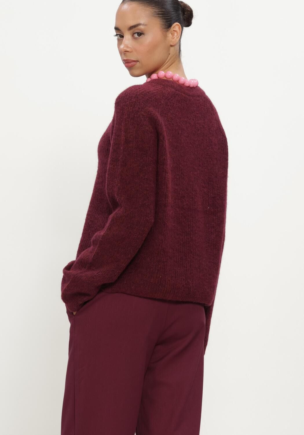 Bordeaux OBJECT Pullover OBJAGATE O-NECK L/S KNIT PULLOVER NOOS - large