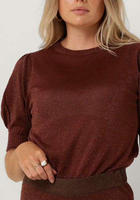 Braune MINUS T-shirt LIVA PUFF HALF SLEEVE METALLIC KNIT PULLOVER - large