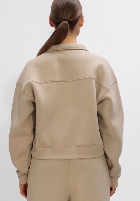 Beige THE LOLA CLUB Pullover JAYLA HALF ZIP SWEATER - large