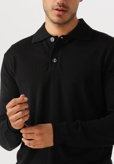Schwarze SELECTED HOMME Pullover SLHTRAY LS KNIT MERINO POLO - large