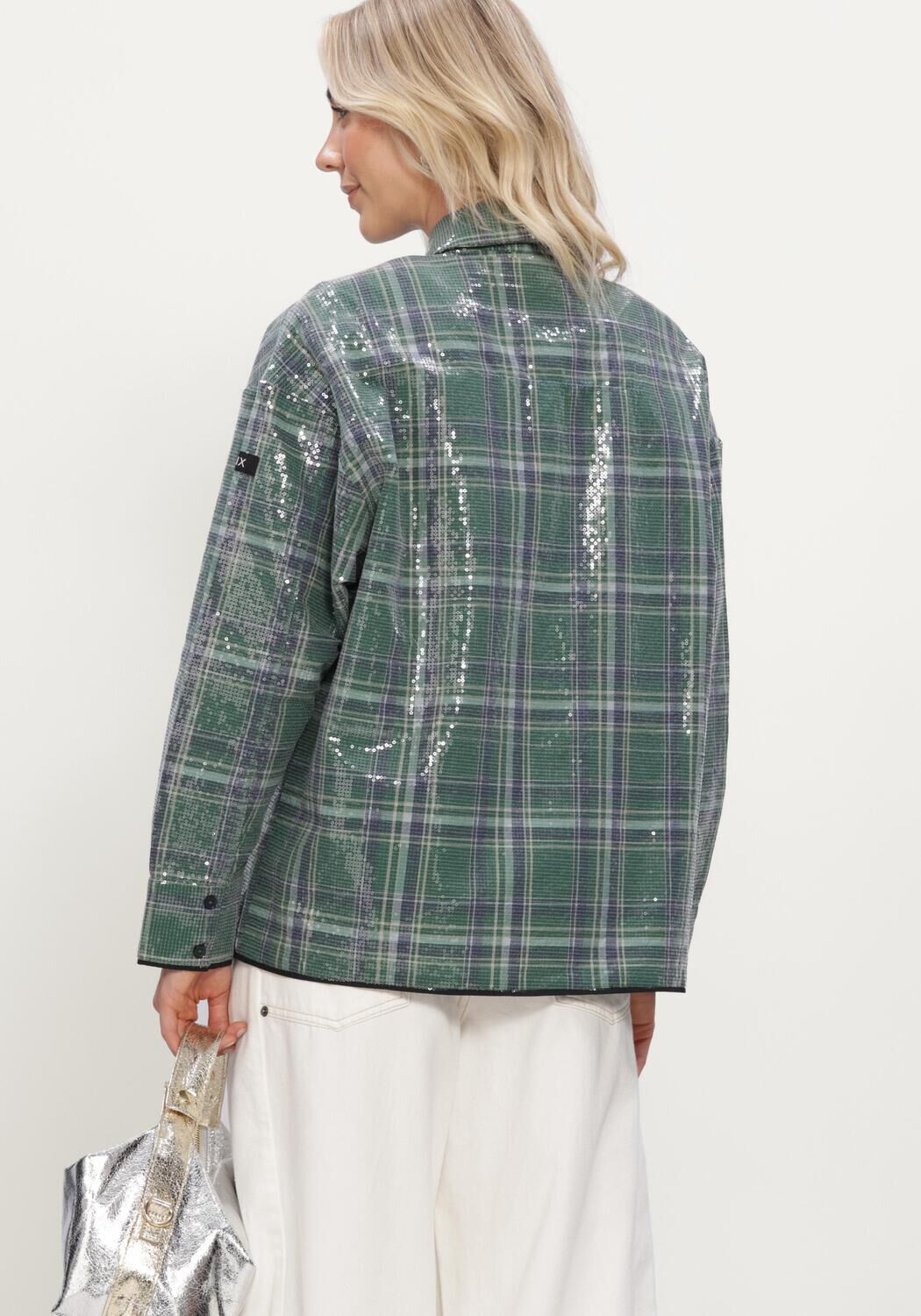 Gr&uuml;ne ALIX THE LABEL Blusen LADIES WOVEN SEQUINS CHECK BLOUSE - large