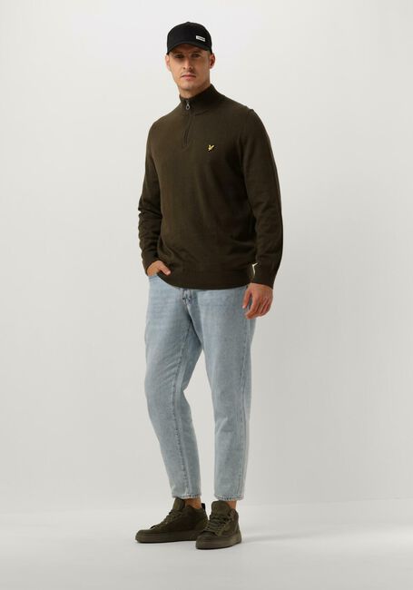 Olive LYLE & SCOTT Pullover COTTON MERINO QUARTER ZIP JUMPER - large