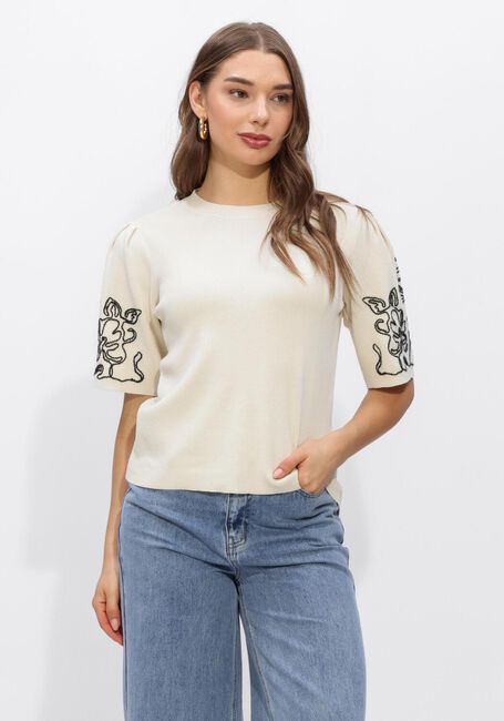 Creme OBJECT Pullover OBJFLORA 2/4 RE KNIT PULLOVER - large