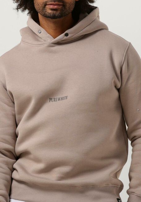 Taupe PUREWHITE Sweatshirt HOODIE WITH FRONT PRINT AND BACK ARTWORK - large