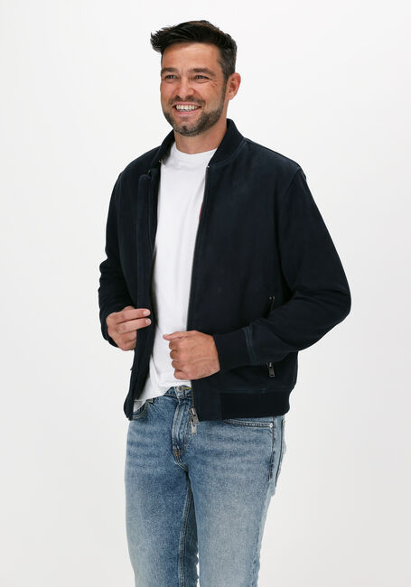 Blaue SELECTED HOMME Lederjack SLHICONIC BOMBER SUEDE JKT W S - large