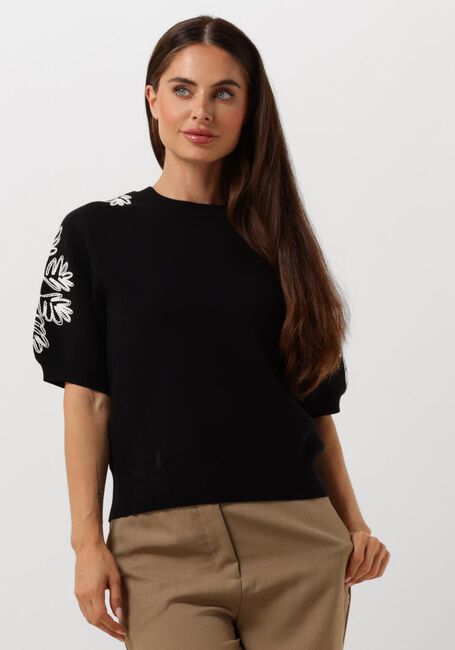 Schwarze OBJECT T-shirt OBJRASHIA KNIT 2/4 RE PULLOVER - large