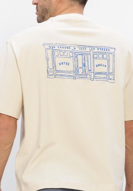 Ecru SELECTED MEN T-shirt SLHRELAXBROCK SS TEE HOTEL  AMOUR - large