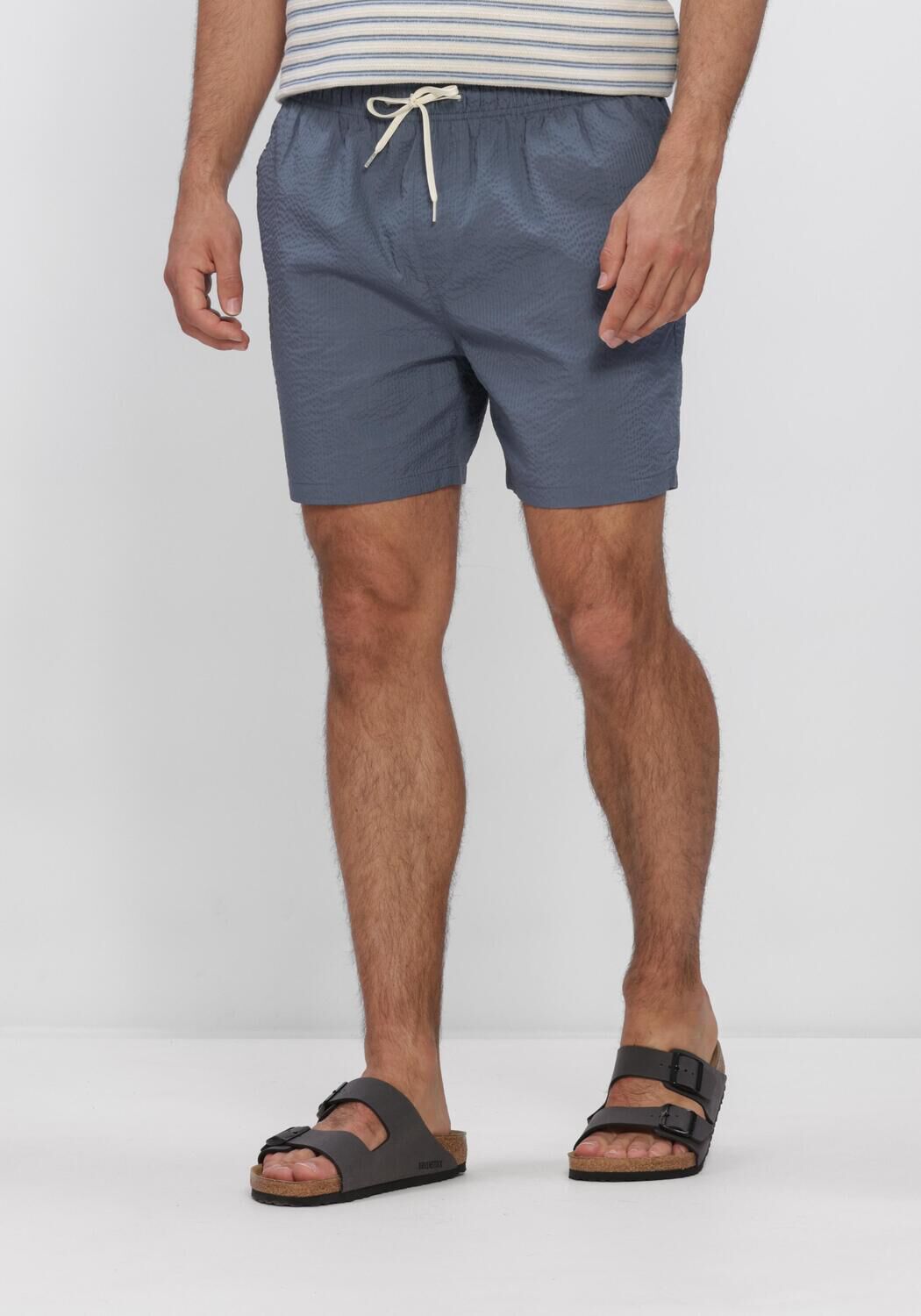 Blaue SELECTED MEN Badehosen SLHCOOPER-SEERSUCKER  SWIMSHORTS - large
