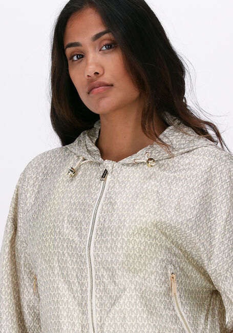 Ecru MICHAEL KORS Jack MK LOGO CROP BOMBER - large