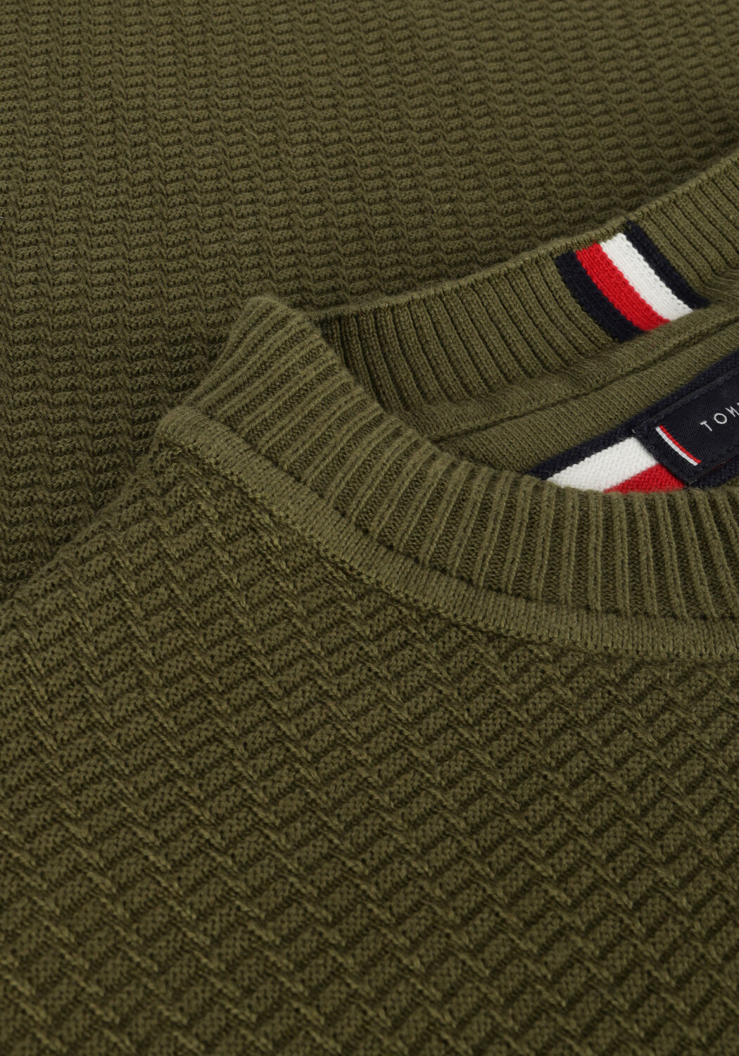 Gr&uuml;ne TOMMY HILFIGER Pullover RECTANGULAR STRUCTURE CREW NK - large