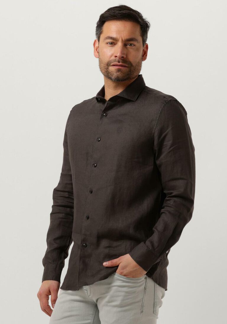 schwarze dstrezzed casual-oberhemd jagger shirt linen