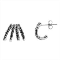 Silberne ATLITW STUDIO Ohrringe BLISS EARRINGS 4 SPLIT BLACK O - medium