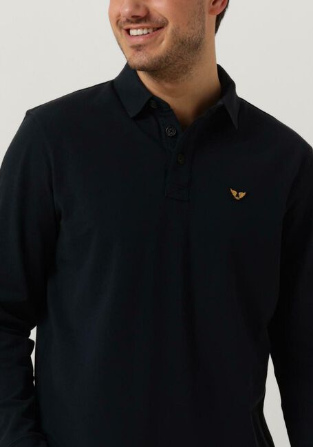 Blaue PME LEGEND Polo-Shirt LONG SLEEVE POLO PIQUE GARMENT DYE - large