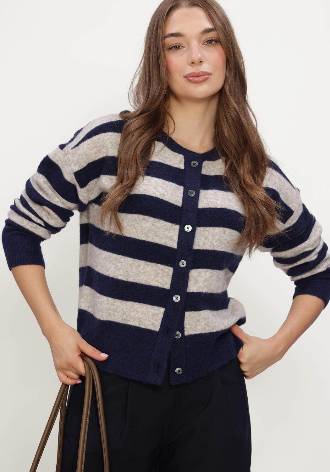 Blaue RUBY TUESDAY Pullover & Cardigans VIVETT STRIPE STRIPED CARDIGAN - large