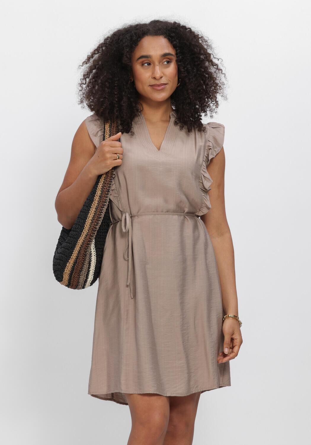 Sand CO'COUTURE Minikleid HERACC FRILL SS CROP V-DRESS - large