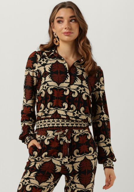 Braune VANILIA Blusen PALM BOW BLOUSE - large