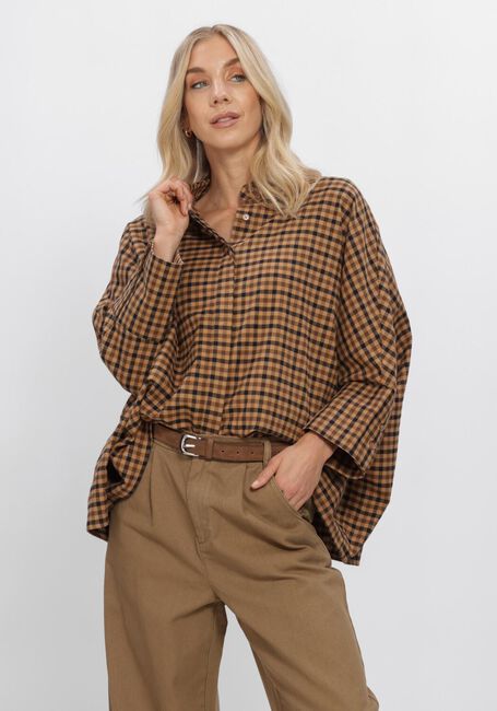 Camelfarbene WITHBLACK Blusen WBLMADISON CHECK BAT SHIRT - large