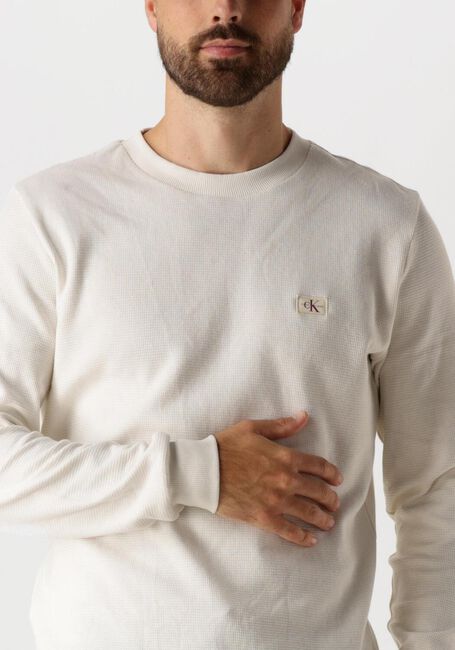 Weiße CALVIN KLEIN Pullover WOVEN LABEL WAFFLE LS TEE - large