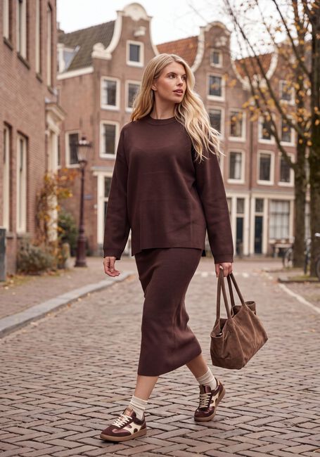 Braune OBJECT Midirock OBJREYNARD HW KNIT SKIRT - large