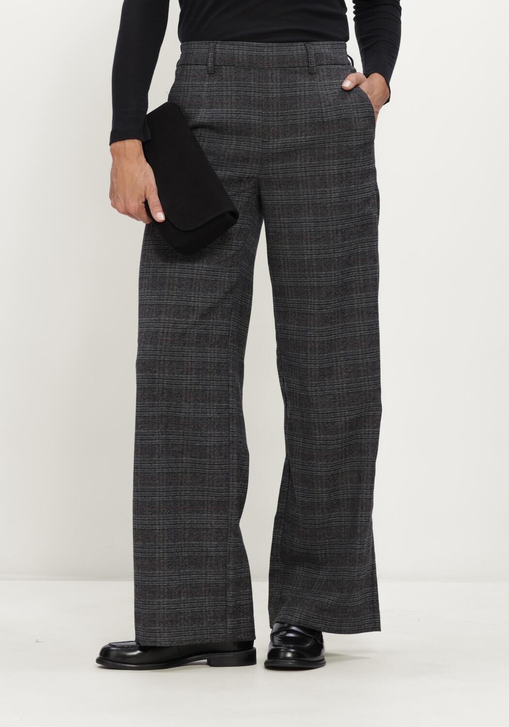 Dunkelgrau OBJECT Weite Hose OBJLISA WIDE PANT AOP NOOS - large