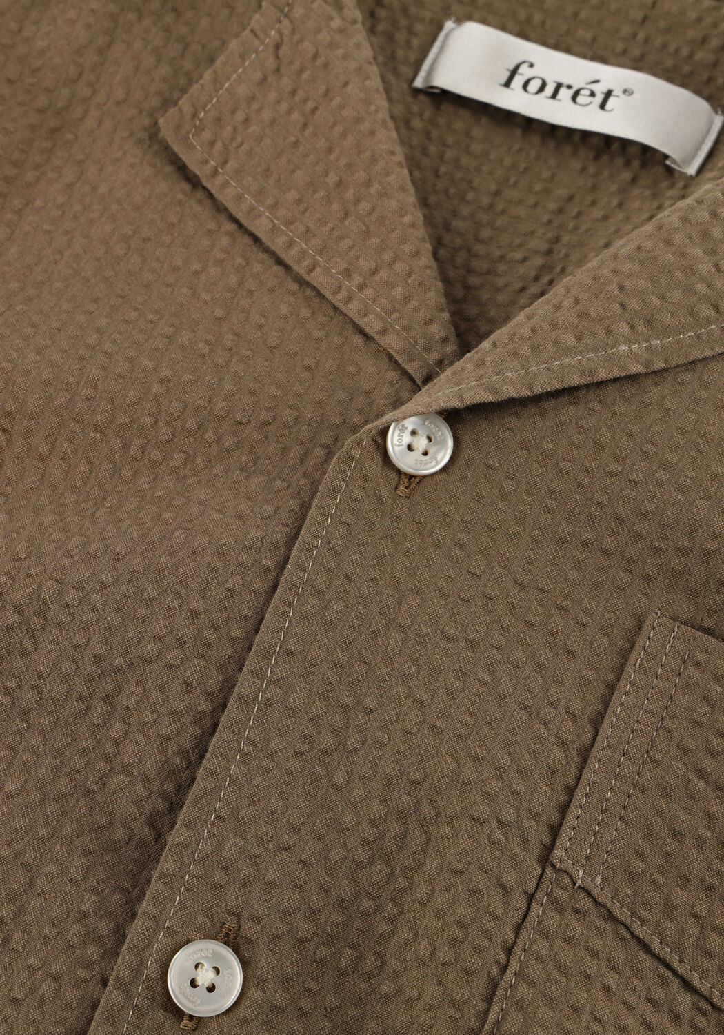 Khaki FOR&Eacute;T Casual-Oberhemd PEER SEERSUCKER REGULAR SS SHIRT - large