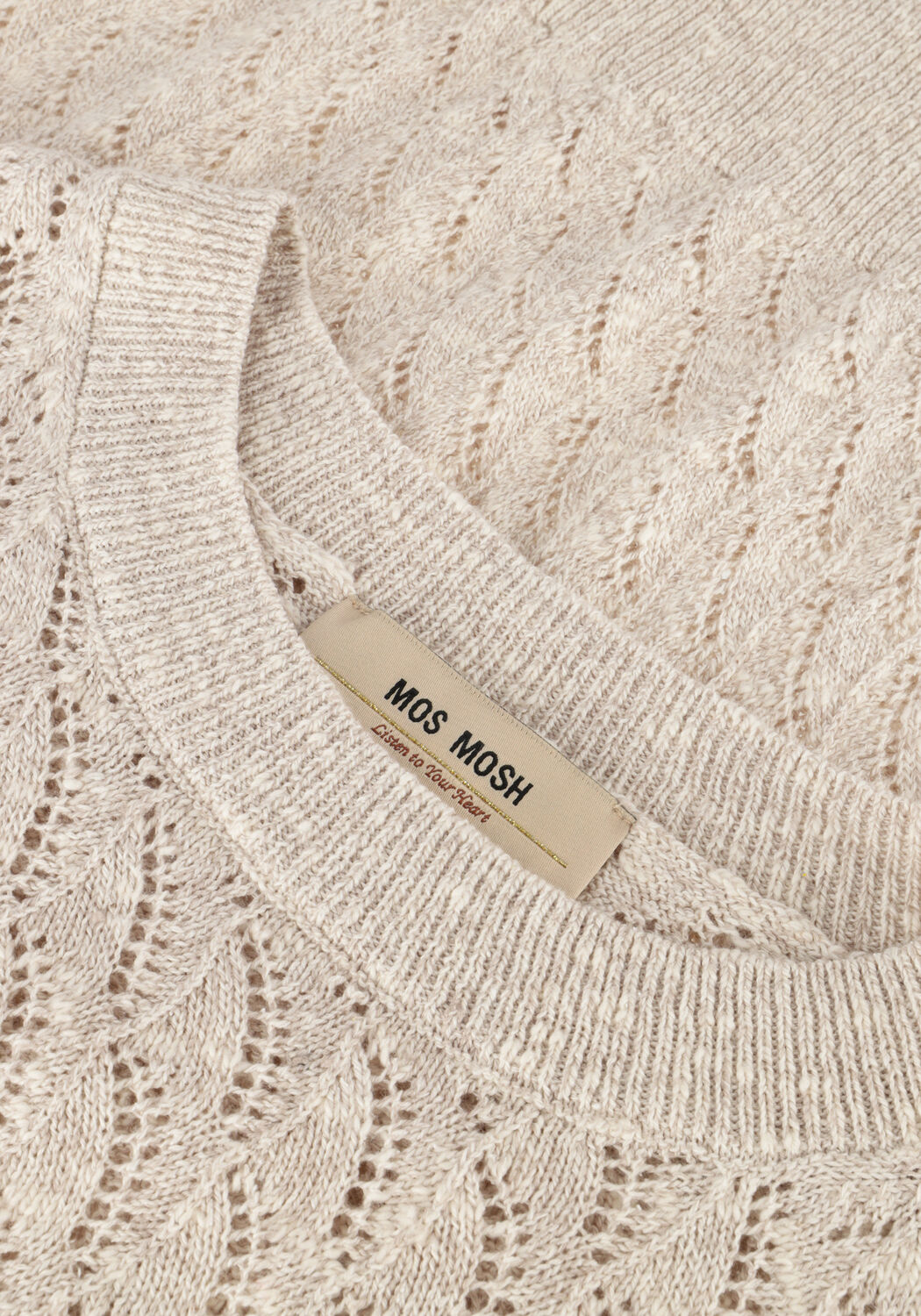 Ecru MOS MOSH T-shirt MMKARIN MARISOL SS LINEN KNIT - large