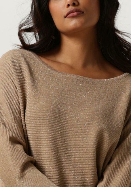 Camelfarbene NUKUS Top BATWING PULLOVER LUREX - large