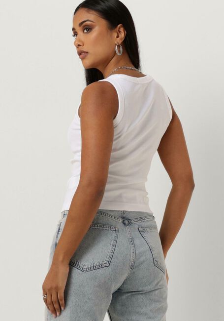 Weiße CALVIN KLEIN Top WOVEN LABEL RIB TANK TOP - large