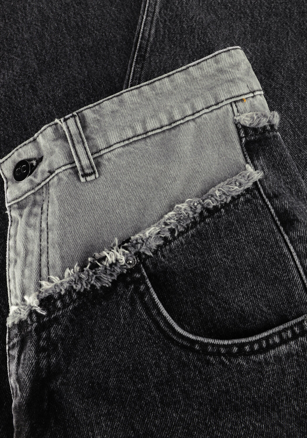 Graue CO'COUTURE Wide jeans GREY MIX BLOCK LONG JEANS - large