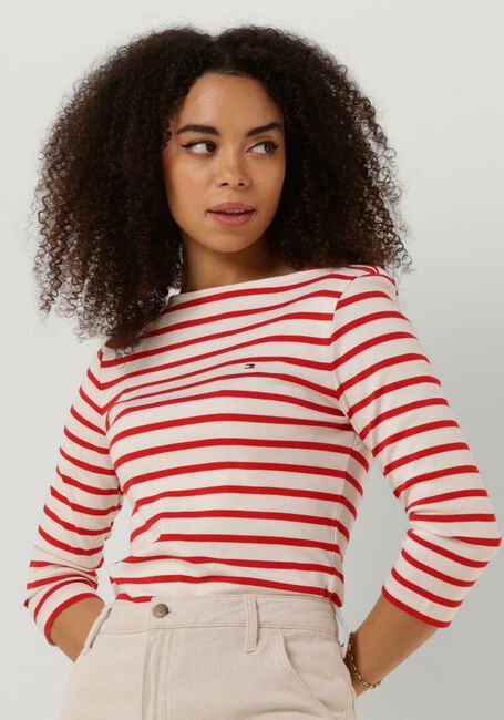 Weiße TOMMY HILFIGER  SLIM CODY RIB STP B-NK 3/4SLV - large