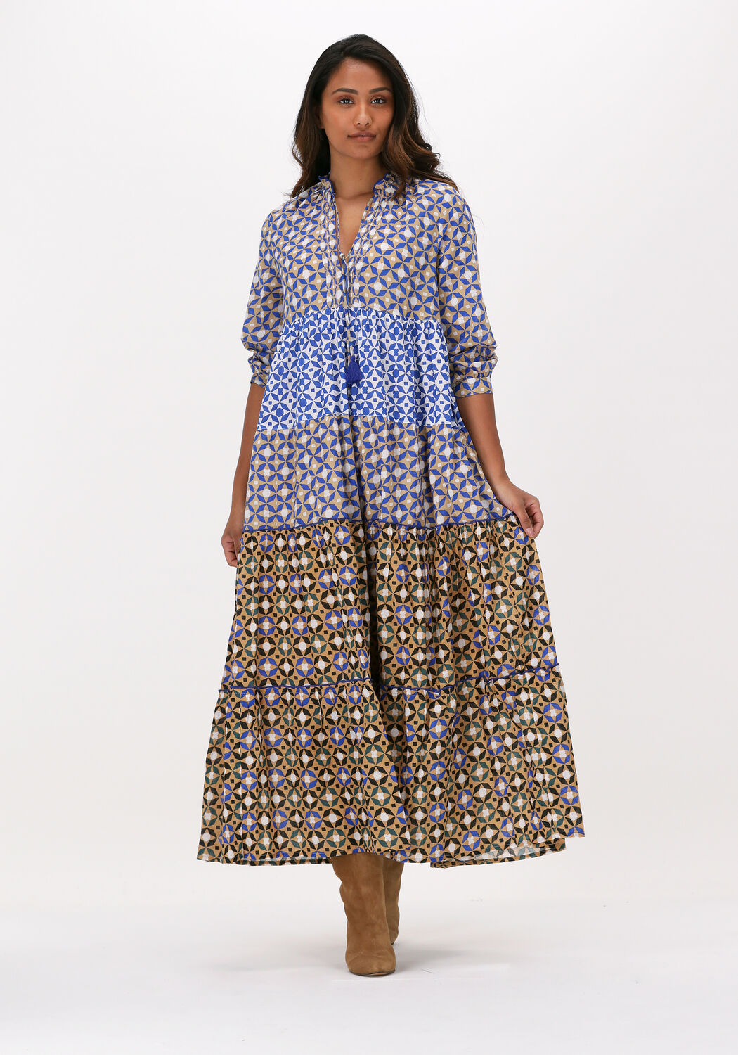 Mehrfarbige/Bunte LEON \u0026 HARPER Maxikleid RATHA TC160 TILE | Omoda