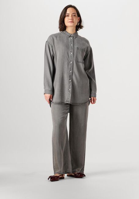 Graue OBJECT Blusen OBJFRAME L/S LO SHIRT - large