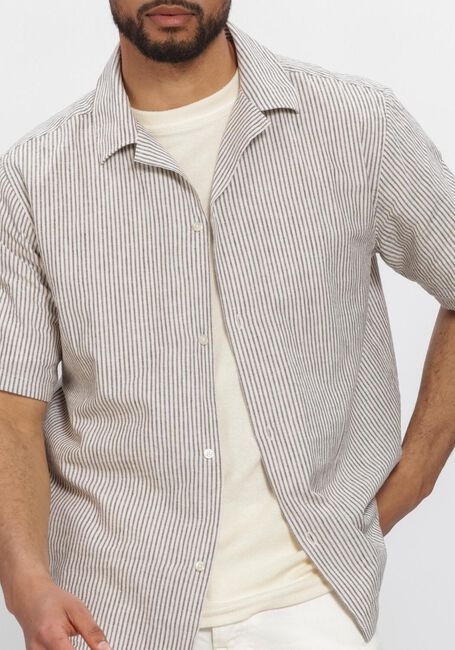 Ecru LES DEUX Casual-Oberhemd LUKAS STRIPE COTTON LINEN SS SHIRT - large