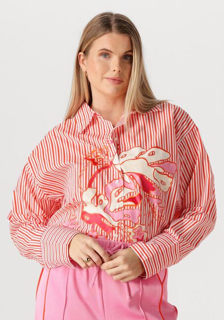 Mehrfarbige/Bunte POM AMSTERDAM Blusen BLOUSE POPLIN STRIPED ORANGE - large