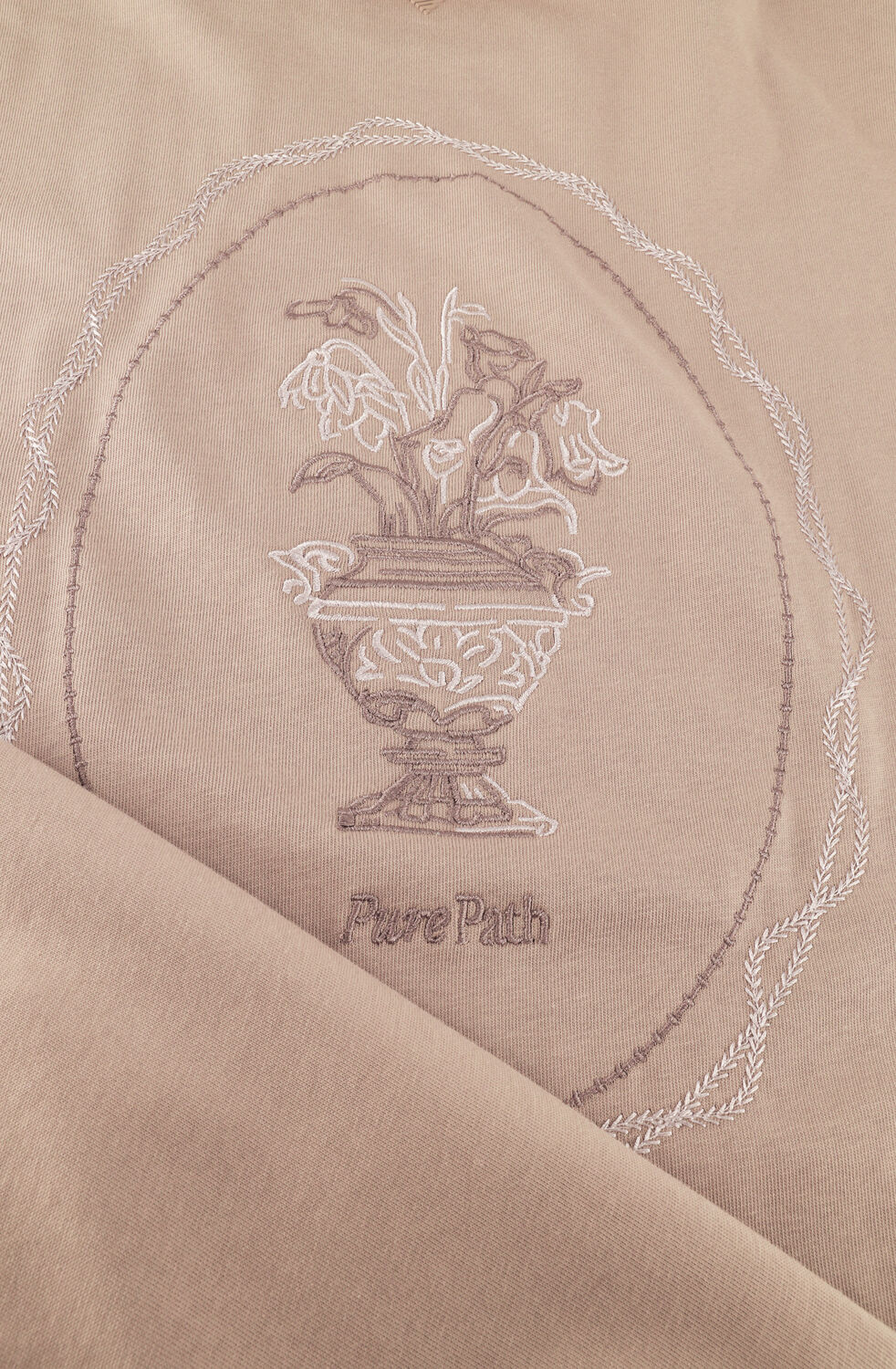 Sand PURE PATH T-shirt EMBROIDERED VASE T-SHIRT - large