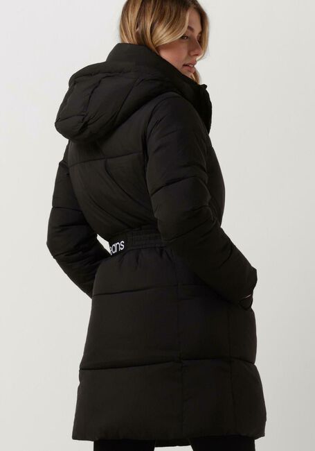 Schwarze CALVIN KLEIN Wattierte Jack LOGO BELT WAISTED LONG PUFFER - large