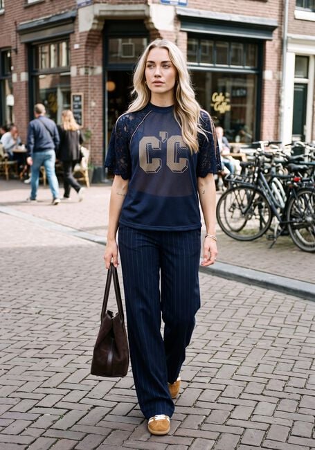 Dunkelblau CO'COUTURE Sportshirts REENACC LOGO LACE TEE - large