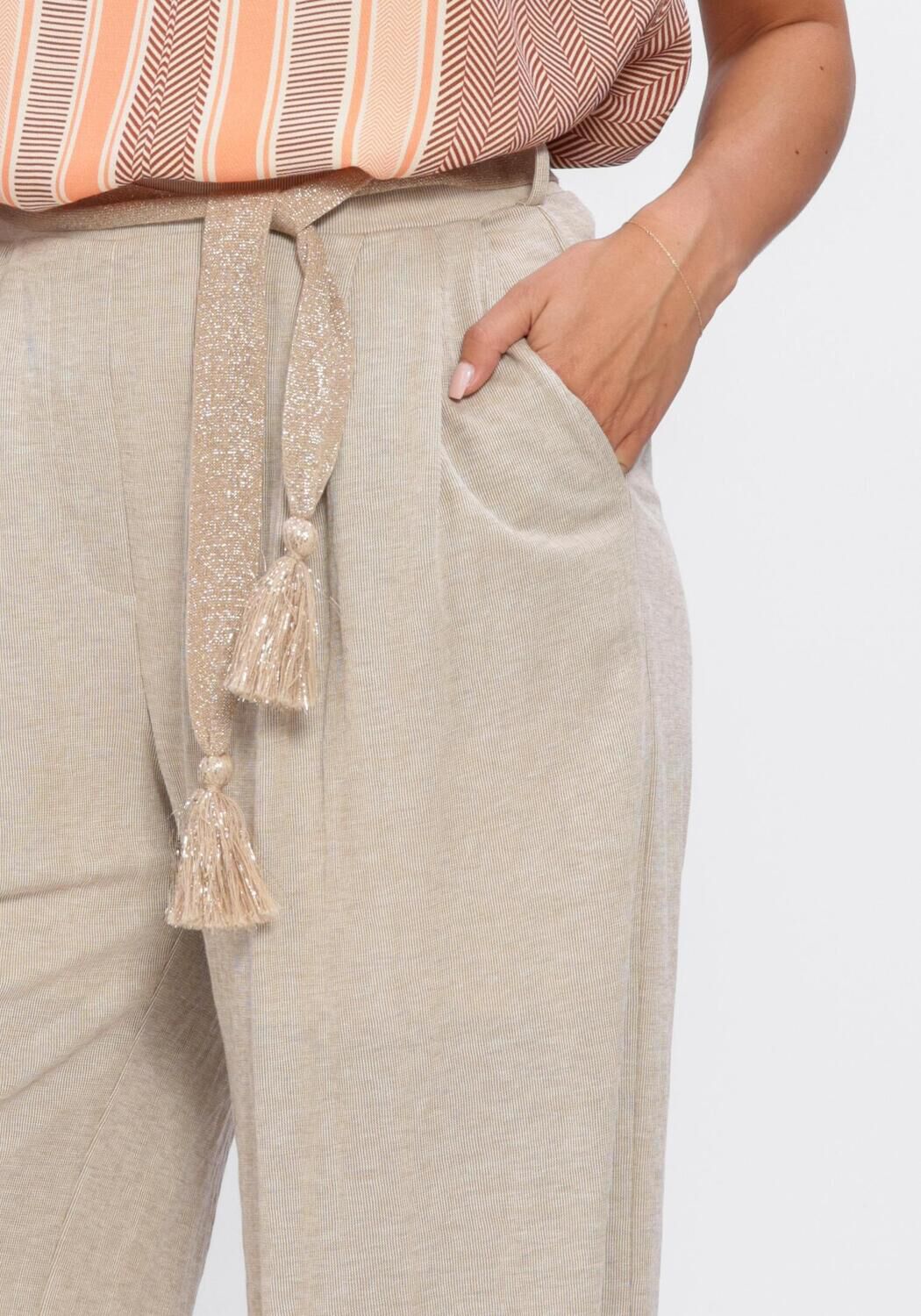 Khaki SUMMUM Hosen TROUSER LINEN LOOK - large