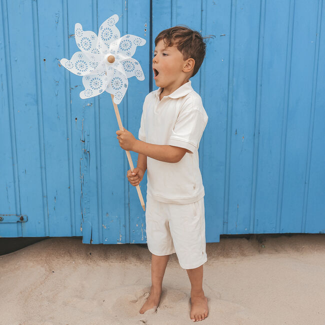 Wei&szlig;e YOUR WISHES Polo-Shirt STAMPED PALMS CASUAL POLO - large