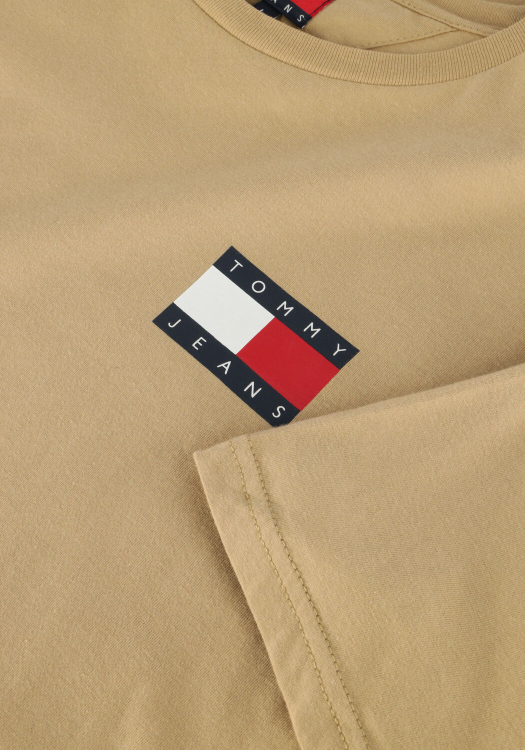 Beige TOMMY JEANS T-shirt TJM SLIM ESSENTIAL FLAG TEE EXT - large