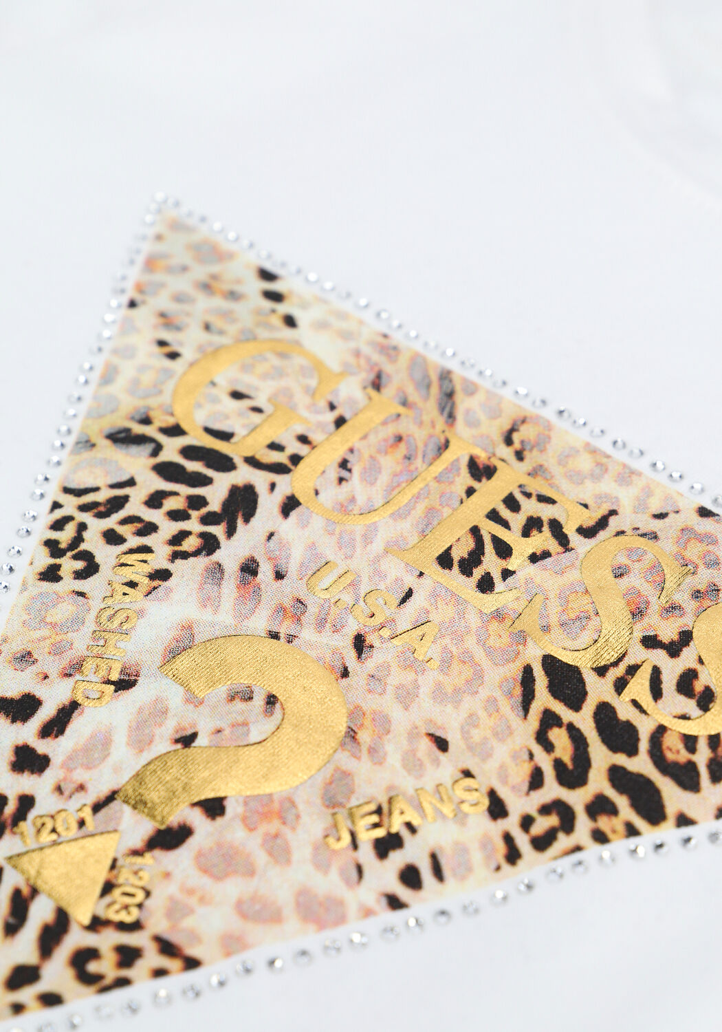 Wei&szlig;e GUESS T-shirt SS GHOST LEOPARD LOGO - large