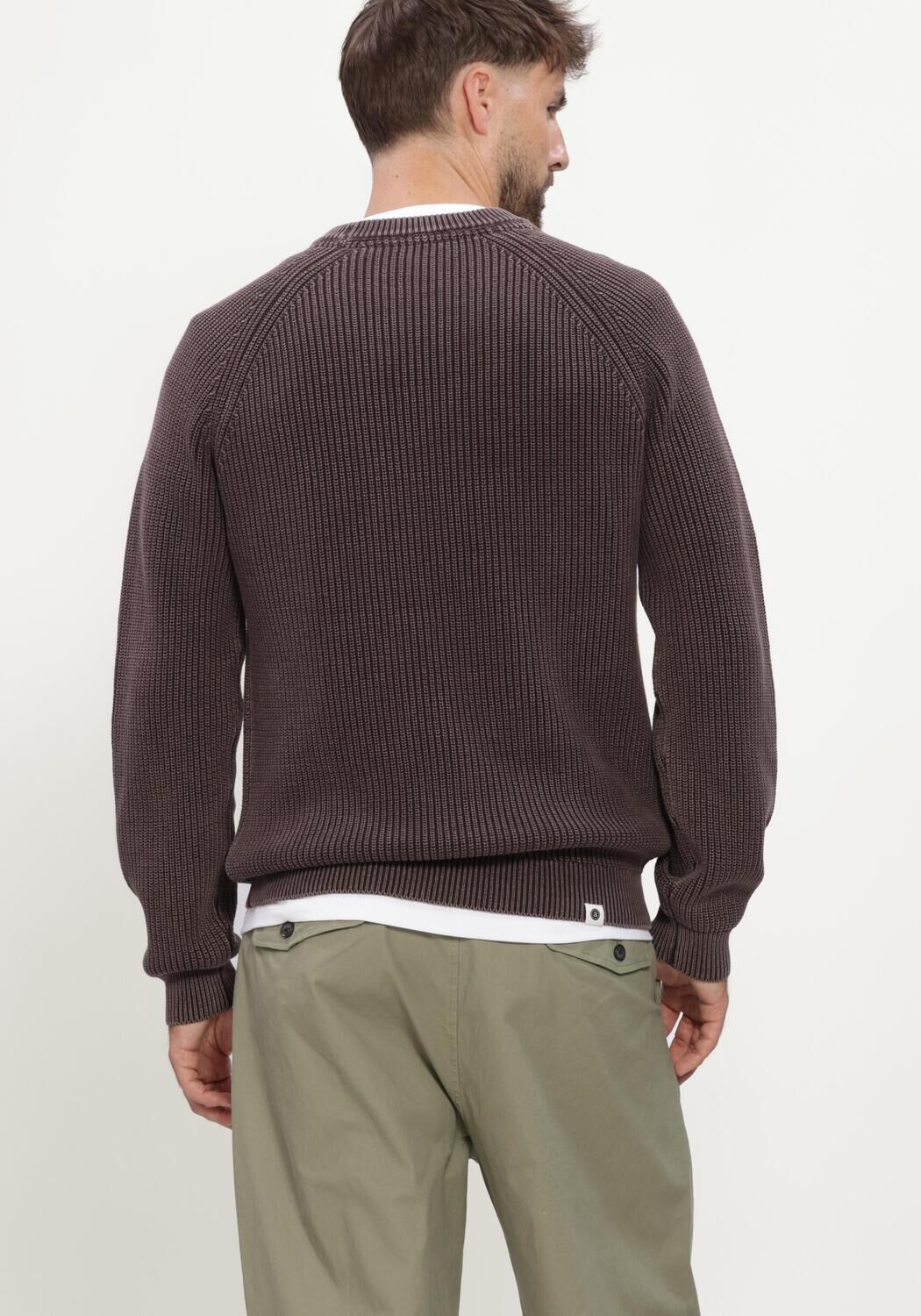 Braune ANERKJENDT Pullover AKSUNE WASHED PATENT KNIT - large