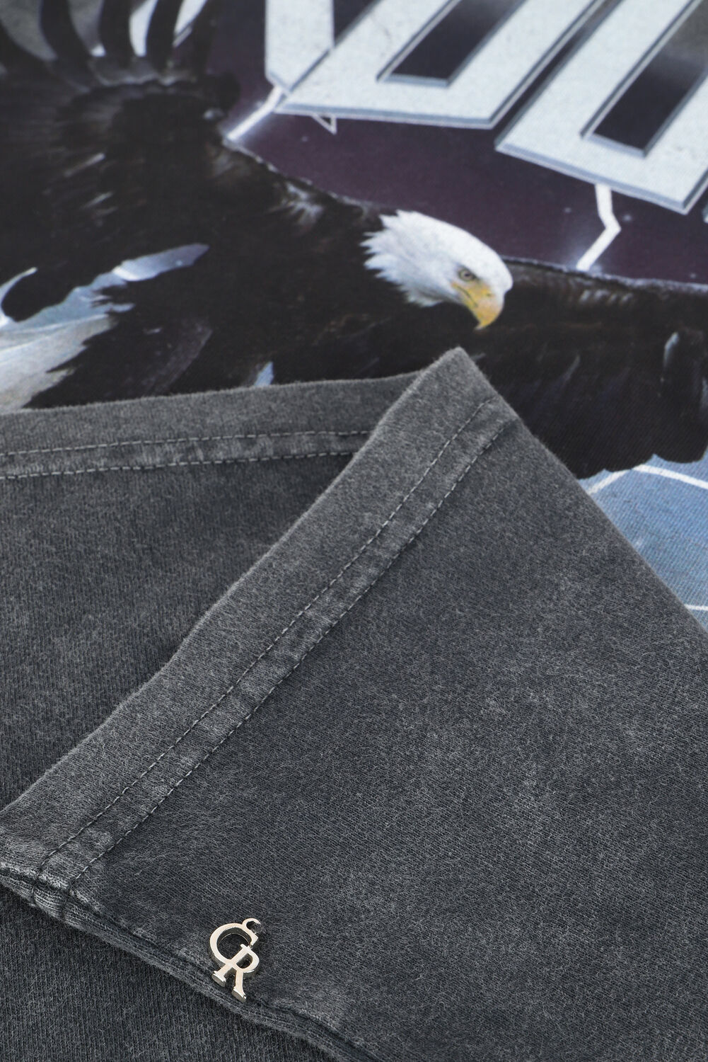 Graue COLOURFUL REBEL Top ROUGH RIDERS ACID WASH LOOSEFIT TEE - large