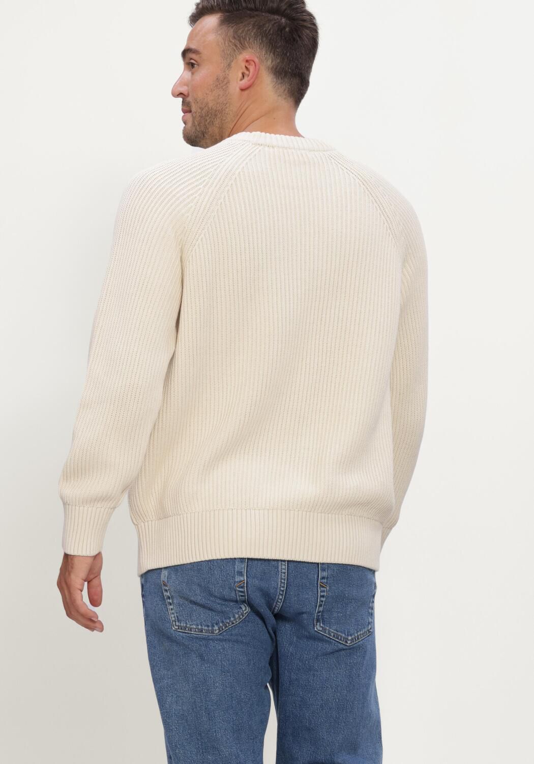 Beige SELECTED MEN Pullover SLMBRAUN KNIT RIB CREW NECK NOOS - large