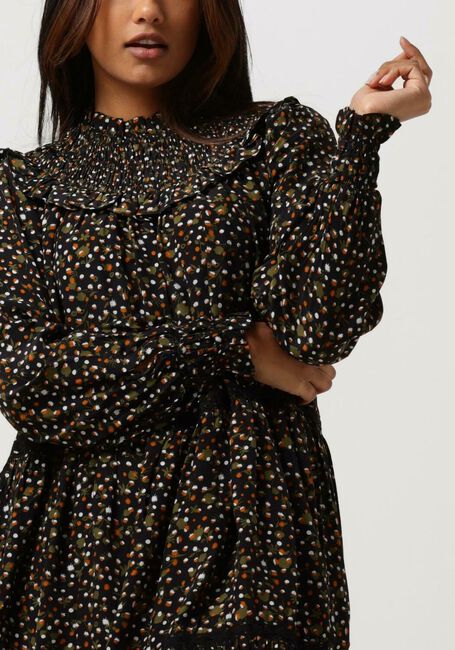 Schwarze SCOTCH & SODA Minikleid SMOCKED AND TIERED LONG SLEEVED DRESS - large