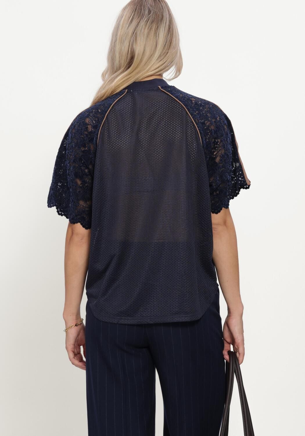 Dunkelblau CO'COUTURE Sportshirts REENACC LOGO LACE TEE - large