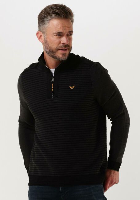 Schwarze PME LEGEND Pullover HALF ZIP COLLAR COTTON KNIT - large